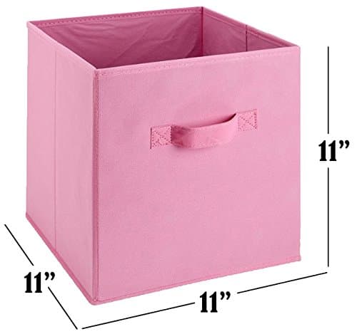 Handy Laundry 6-Pack Foldable Cube Storage Bins – Decorative Collapsible Organizer for Shelves, Closets, Underbed, Clothes, or Kids’ Toys (Pink) thumbnail 3