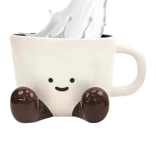 Novelty Tea Cup with Feet, Cute Water Mugs, Crea-tive Planter Ceramic Hand Kneaded Cute Coffee Mug, Durablle Thermal Coffee Cup, Decorative Desk Accessory for Offices Home thumbnail 8