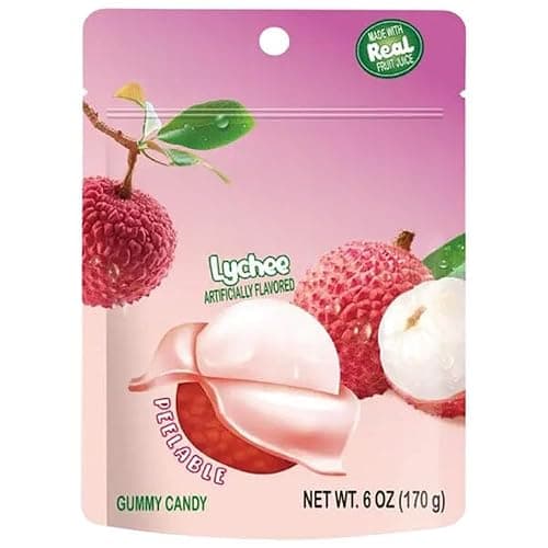 Amos Peelers Peelable Gummy – Lychee Flavor – Resealable 6oz Bag – Double the Amount of 3oz Packs – Soft, Chewy, Exotic Fruit Candy – TikTok Viral Gummy – Gluten-Free, No Artificial Colors or Flavors - Image 1