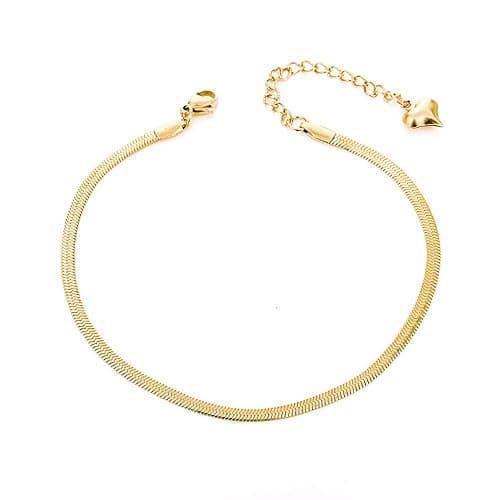 QJLE Gold Anklets for Women Waterproof,18K Gold Plated Anklet for Women Snake Chain Link Dainty Ankle Bracelets Summer Beach Jewelry - Image 1