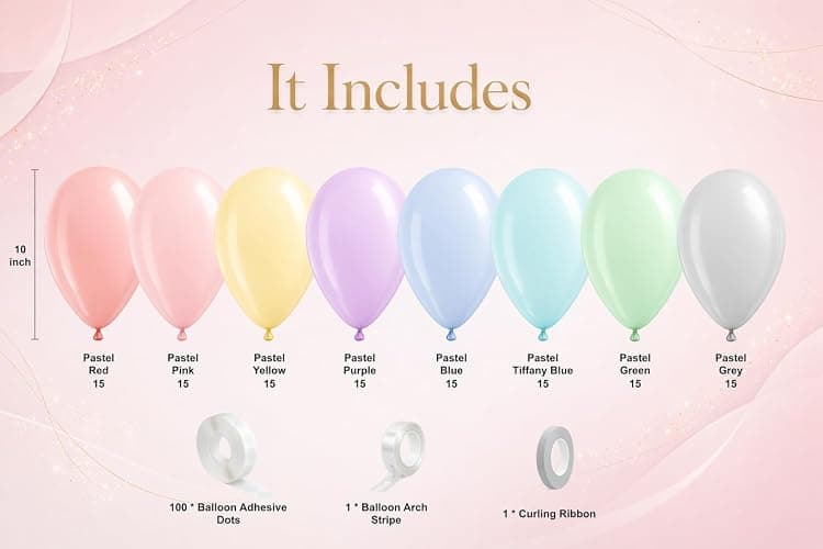 Pastel Balloon Garland Kit 120 Pack – Macaron Pastel Balloons with Strip, Glue Dots & Ribbon, DIY Balloon Arch Kit for Birthday, Baby Shower, Wedding & Party Decorations, 10 Inch Latex Balloons thumbnail 3