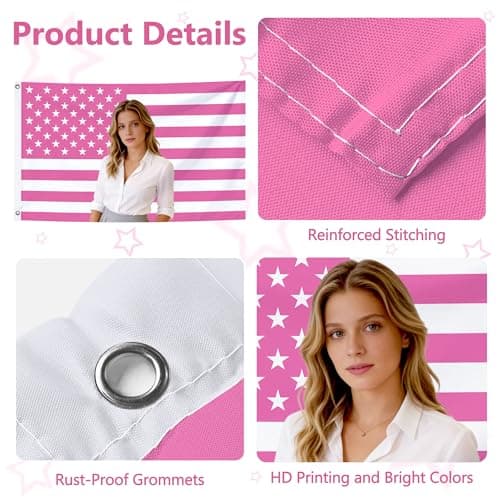 Custom Pink American Flag, Personalized Flags with Picture Text, Single-Sided 2x3 3x5 4x6 5x8 Ft, Customized Funny Flag Tapestry Poster for Bedroom Room Dorm Outdoor and Garden Decor thumbnail 4