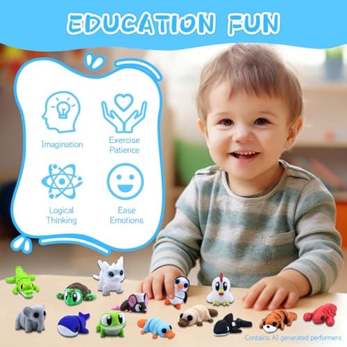 YoukkbbL 50 Pcs Mini 3D Printed Animals Figurines Set, 3D Printed Toys for Kids, Easter Basket Stuffers for Boys and Girls, School Classroom Prizes, Party Favors, Flexible Articulated Fidget Toys thumbnail 6