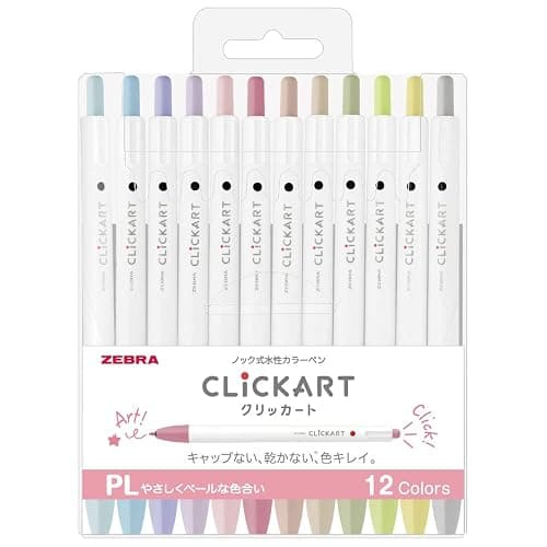 Zebra WYSS22-12CPL Clickart Water-Based Pen, PL12 Color Set - Image 1