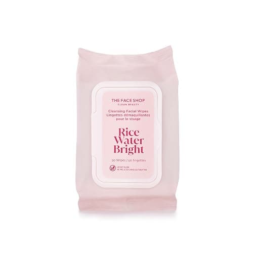The Face Shop Rice Water Bright Makeup Remover Wipes for Face with Rice Extract, Brightening, Moisturizing, Infused with Cleansing Milk, Vegan Disposable Cleansing Facial Wipes, Korean Skin Care - Image 1