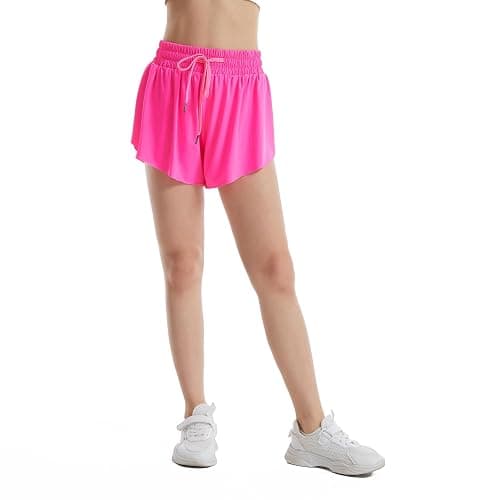 Celfaeree 3-4 Packs Girls Flowy Butterfly Shorts Athletic 2 in 1 Running Active Skirt Shorts, Workout Short for Kids Teens thumbnail 4