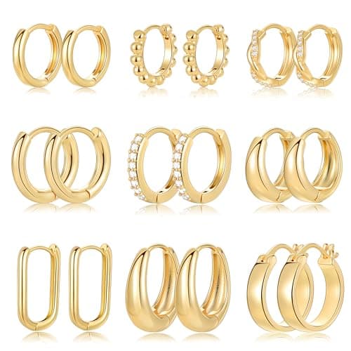 9 Sets - Gold Hoop Earrings - Image 1