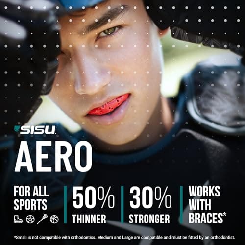 SISU Aero Medium Mouthguard, Awesome Aqua - 30% Stronger Protection for Lacrosse, Football, Hockey, Roller Derby, Team Sports - Remoldable Up to 20 Times - Ultra Slim - Works for Braces - Non Toxic thumbnail 2