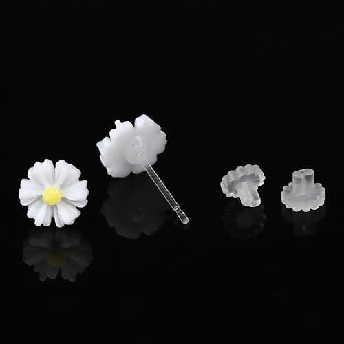 KASFREE Plastic Post Earrings for Sensitive Ears White Plastic Stud Earrings with Plastic Posts Hypoallergenic Plastic Earrings for Women thumbnail 5