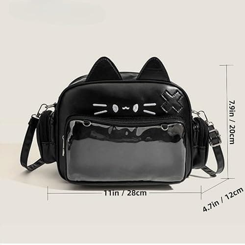 Cat Ita Bag Pin Display Backpack for School PU Leather Preppy Backpack for Girl Y2k Single Shoulder Crossbody Bag thumbnail 7