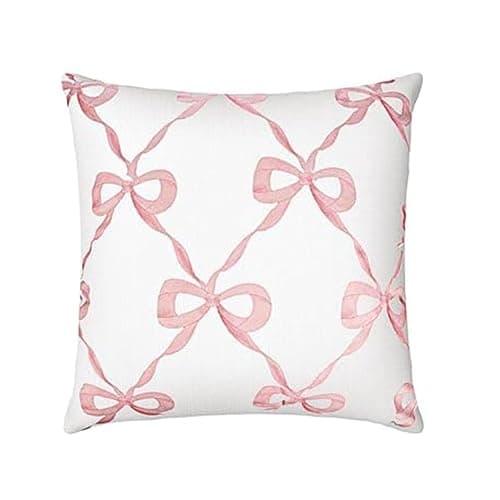 RYKEEN Pink Coquette Pillow Covers 18x18 Inch ，Set of 4 Coquette Bow Cherry Heart Aesthetic Pillow Covers Girly Bedroom Decor for Home Bedroom Living Room Decor (18x18 Inch) thumbnail 5