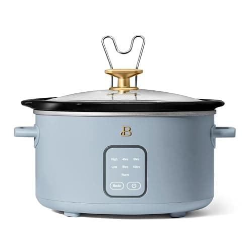 Beautiful 4-Quart Slow Cooker with Touch-Activated Display, Programmable Digital Controls, Removable Non-Stick Pot, Keep Warm Function, by Drew Barrymore (Cornflower Blue) - Image 1