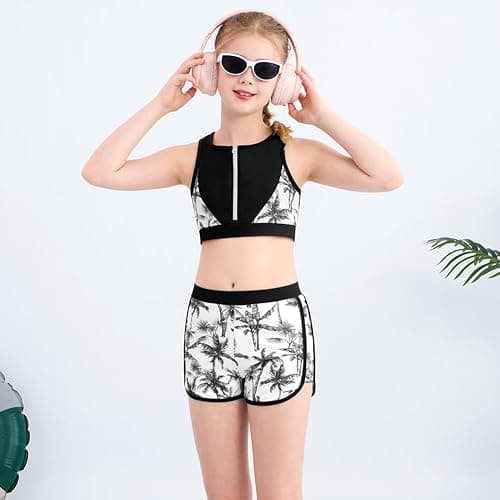 URMAGIC Girls Tankini Swimsuit Color Block Two Pieces Bathing Suit with Shorts Teen Girls' Swimwear Bikini Set Swim Suit thumbnail 2