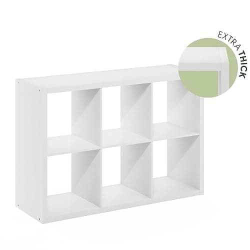 Furinno CUBICLE Book Shelf, 6-Cube Bookshelf, Extra Thick Frame Horizontally & Vertically Reversible Bookcase with Open Back, 14.6" x 44" x 30", for Living Room, Bedroom, Home Office, White thumbnail 8
