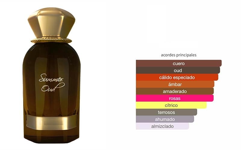 Summer Oud Extrait de Parfum, 60 ml, arabisches Parfüm, Unisex, lange Lebensdauer, inklusive nachfüllbarem Zerstäuber, bernsteinfarbener orientalischer Duft mit rauchigen Noten, Safran, Rose, Karamell thumbnail 2