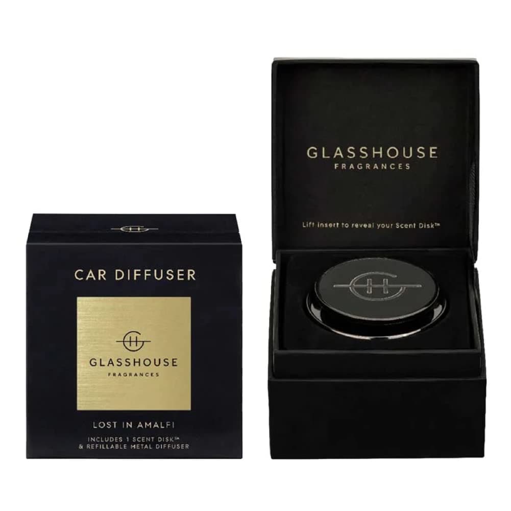 Glasshouse Fragrance Lost In Amalfi Refillable Car Diffuser Scent Disk, Black - Image 1