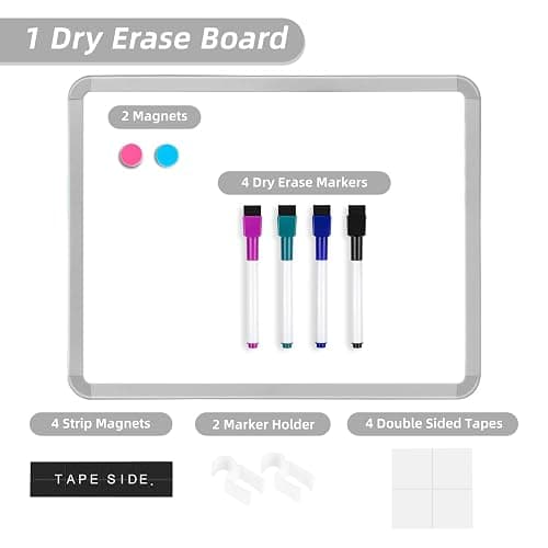 VUSIGN Small White Board Dry Erase, 14'' x 11'' Magnetic Dry Erase Board, Mini Whiteboard with Markers for Kids, Students, Fridge, Wall, Locker thumbnail 6