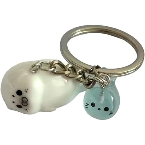 4 Pcs Cartoon Luminous Seal Keychain, Glow in The Dark Mini Sea Animal Keyring Bag Charm Pendants for Handbag Purse Car Keys Accessories thumbnail 6