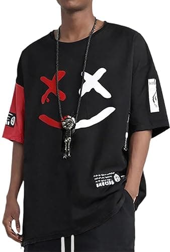 Hello MrLin Men's Techwear Japanese Harajuku Streetwear Hip Hop Short Sleeve T-Shirt - Image 1
