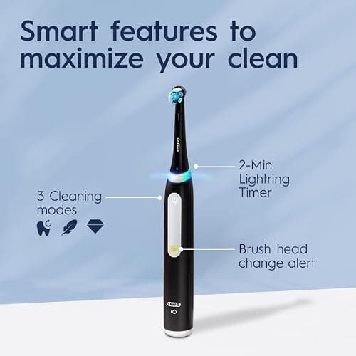 Oral-B iO Deep Clean Rechargeable Electric Powered Toothbrush, Black with iO Series 3 Limited, 2 Brush Heads and Travel Case - Pressure Sensor to Protect Gums - 3 Cleaning Settings - 2 Minute Timer thumbnail 2