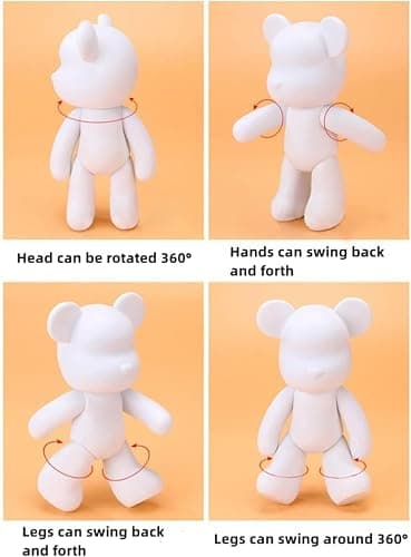 HANDA DIY Painting Fluid Bear Teddy Bear Violent Bear Gloomy Bear Painting Kit Set Creative Home Decorations Handmade Doll Figurine Toys Gift for Birthday Valentines (9.05 inch, Bear Mold) thumbnail 4