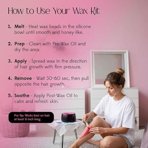 KoluaWax Premium Waxing Kit for Women - Beginner Friendly - Complete Wax Kit that includes 14oz of Wax Beads, Applicator, Pre and Post Care, Suitable for Sensitive Skin (Black) thumbnail 4