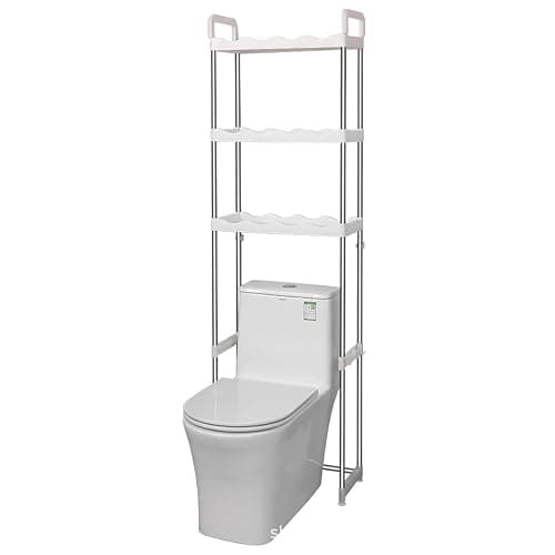 SIDIANBAN 3-Tier Over The Toilet Storage Shelf, Freestanding Bathroom Space Saver Organizer with 3 Hooks, Multipurpose Above Toilet Rack for Bathroom, Restroom, Laundry (3-Tier) - Image 1