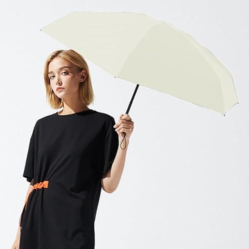 ESUFEIR Mini Travel Sun Umbrella for Purse With Case,Small Compact UV Umbrella Protection Sun,Lightweight Portable Parasol Windproof for Women Men Kids (White) thumbnail 8