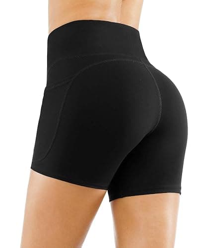 THE GYM PEOPLE High Waist Yoga Shorts for Women's Tummy Control Fitness Athletic Workout Running Shorts with Deep Pockets thumbnail 3