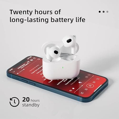 AAZ Wireless 5.2 Bluetooth Headphones, Wireless Gaming Earbuds with Stereo Sound, in-Ear bass Sports White Headphones with Built-in Microphone thumbnail 3