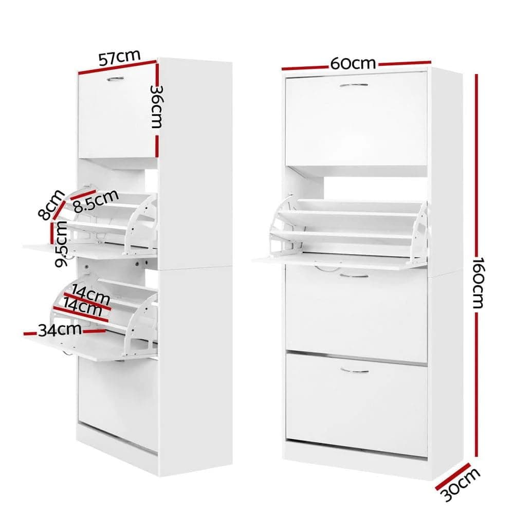 Artiss Shoe Rack Storage Cabinet Organiser 60 Pairs White Shelf Drawer Footwear Closet Organization Space Saving Home Furniture Bedroom Hallway Entryway Modern Design Durable Sturdy Easy thumbnail 3