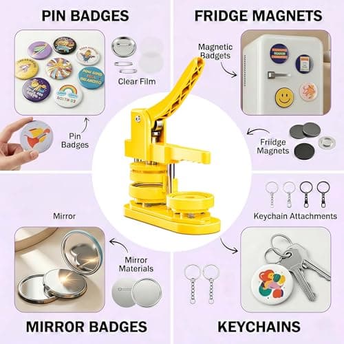 Freeingbag 58mm Button Maker Machine Kit, Installation-Free Button Pin Maker & Pin Maker Machine with 100 Sets Supplies, Circle Cutter & Bonus DIY Accessories for Badges, Crafts & School Projects thumbnail 4