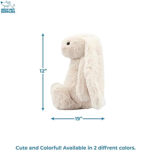 Best Pet Supplies Interactive Squeaky Dog Chew Toy, Ideal Dog Toys for Chewers, Small, Medium & Large Dogs, and Fetch Lovers - Bunny (Beige), Large thumbnail 4