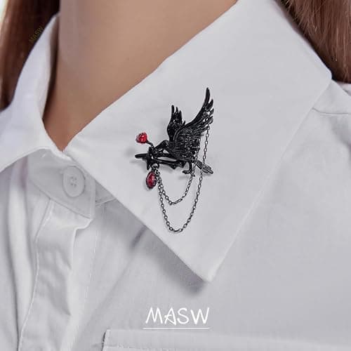 MASW original design Hip Hop Gothic brooch Crow Lady Party gift M3362 thumbnail 3