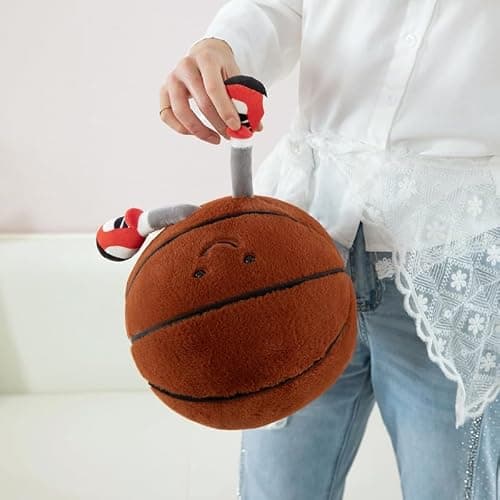 XIZHI 13.7" Cute Football Plush Toys Soft Stuffed Sport Throw Pillow Plush Ball Gift for Kids Birthday and Christmas Decoration (Basketball) thumbnail 5