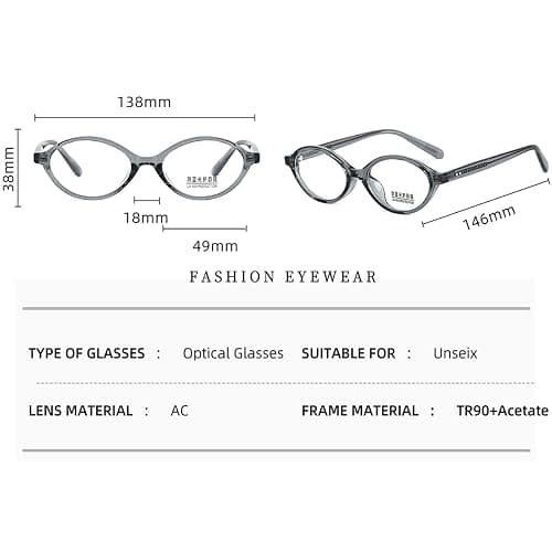 Small Frame Oval Glasses Anti Blue Light Tr90 Acetate Temple Retro Glasses Frame Eyeglasses Unisex thumbnail 4