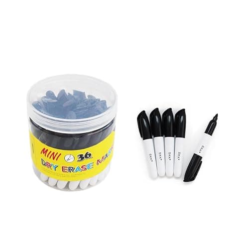 SKKSTATIONERY 36 Pcs Mini Dry Erase Markers, Whiteboard Markers, Marker Pens 3.5'', Black. - Image 1