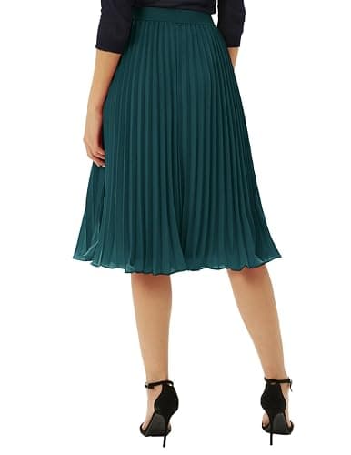 GRACE KARIN Women High Elastic Waist Pleated Chiffon Skirt Midi Swing A-line Skirts thumbnail 4