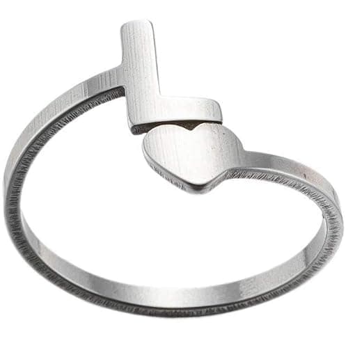 Jude Jewelers Stainless Steel Heart Shaped Ajudstable Size Initial Letter A-Z Alphabet Wedding Engagement Promise Statement Ring - Image 1