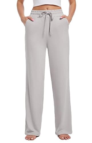 Kivdol 3 Pack Womens Yoga Sweatpants Wide Leg Lounge Pajamas Pants Drawstring Workout Comfy Joggers Sweatpants Pants Pockets thumbnail 2