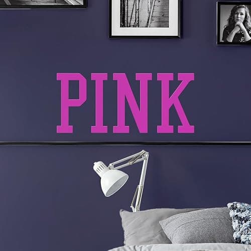 Pink Victoria's Secret Inspired Vinyl Wall Decal - 10" x 23" Removable Sticker Art - Stylish Girls Room Decor - Pink Vinyl Wall Decoration for Bedroom thumbnail 2