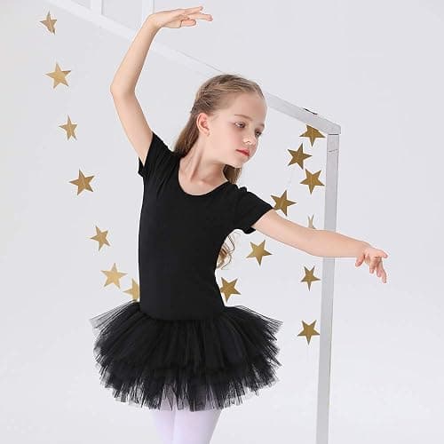 Bezioner Girls Cotton Ballet Dance Dress Cute Tutu Skirted Leotard Short Sleeve thumbnail 5