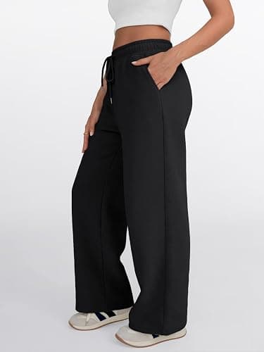 Trendy Queen Womens Wide Leg Sweatpants High Waisted Baggy Lounge Pants Drawstring Athletic Flared Joggers with Pockets thumbnail 3