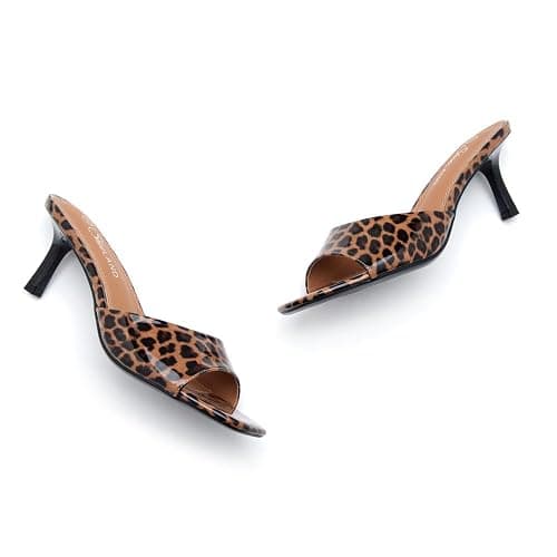 Shoe Land Women's Low Heels Stiletto Heeled Slides, Open Toe One Band Slip-On Heeled Mules – Dressy Heeled Sandals for Prom, Party Wedding and Vacation thumbnail 4