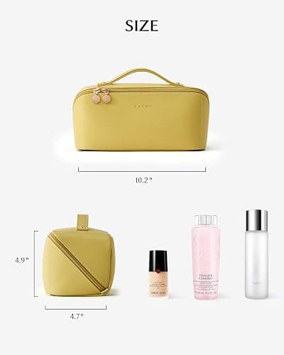 EACHY Travel Makeup Bag, Large Capacity Cosmetic Bags for Women, Waterproof Portable Pouch Open Flat Toiletry Bag thumbnail 4