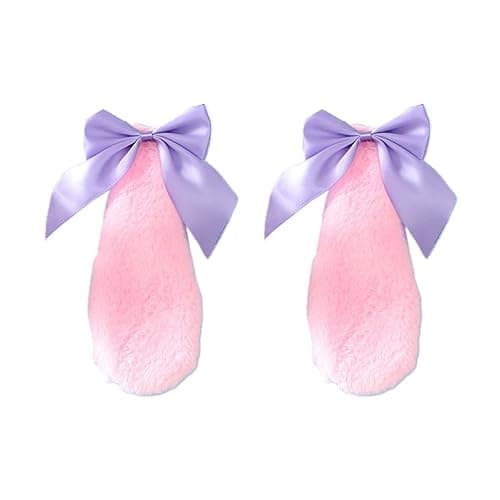 Chenpaif Haarspangen, Kawaii Frauen Mädchen Haarspange Nette Kaninchen Hase Plüsch Lop Ohren Haarnadel Bonbon Farbe Band Bowknot Lolita Cosplay Haarschmuck Weiße Kaninchen Ohren Lotuswurzel Mehl Bogen thumbnail 5