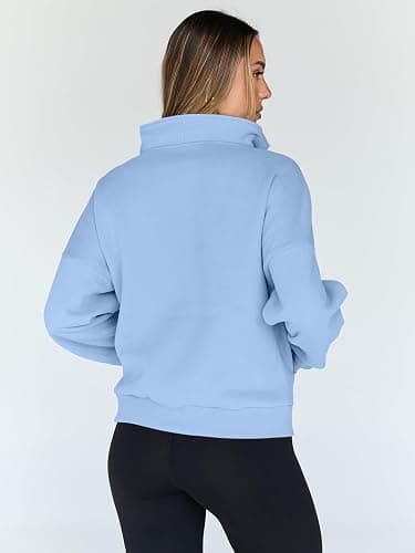 Trendy Queen Womens Sweatshirts Quarter Half Zip Pullover Oversized Hoodies Fall Fashion 2025 Winter Fleece Jackets Sweaters thumbnail 4