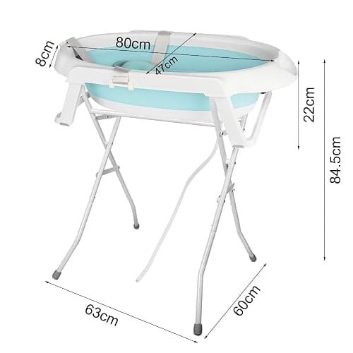 Baignoire pour bébé avec support, pliable, avec support antidérapant, insert de bain pour nouveau-né,66 * 61 * 82cm- Vert thumbnail 2