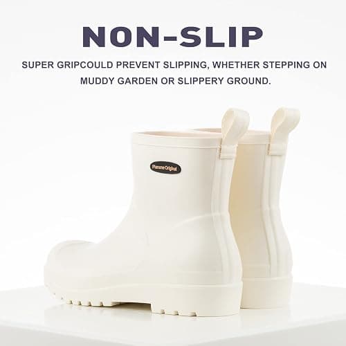 planone Short Rain Boots Women Fashion Waterproof Chelsea Boots for Women Matte Outdoor Garden Shoes Ankle Muck Boots for Ladies Non Slip Work Shoes Rubber Boots with Premium Comfort Insole thumbnail 4