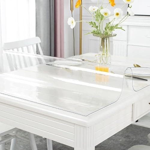 Warmstar Clear Table Cover Protector 36 x 60 Inch,1.5mm Thick Table Cover | Plastic Rectangle PVC Clear Table Protector ,Desk Protector Mat for Kitchen, Dresser, Writing Desk，Dining Room Table thumbnail 2